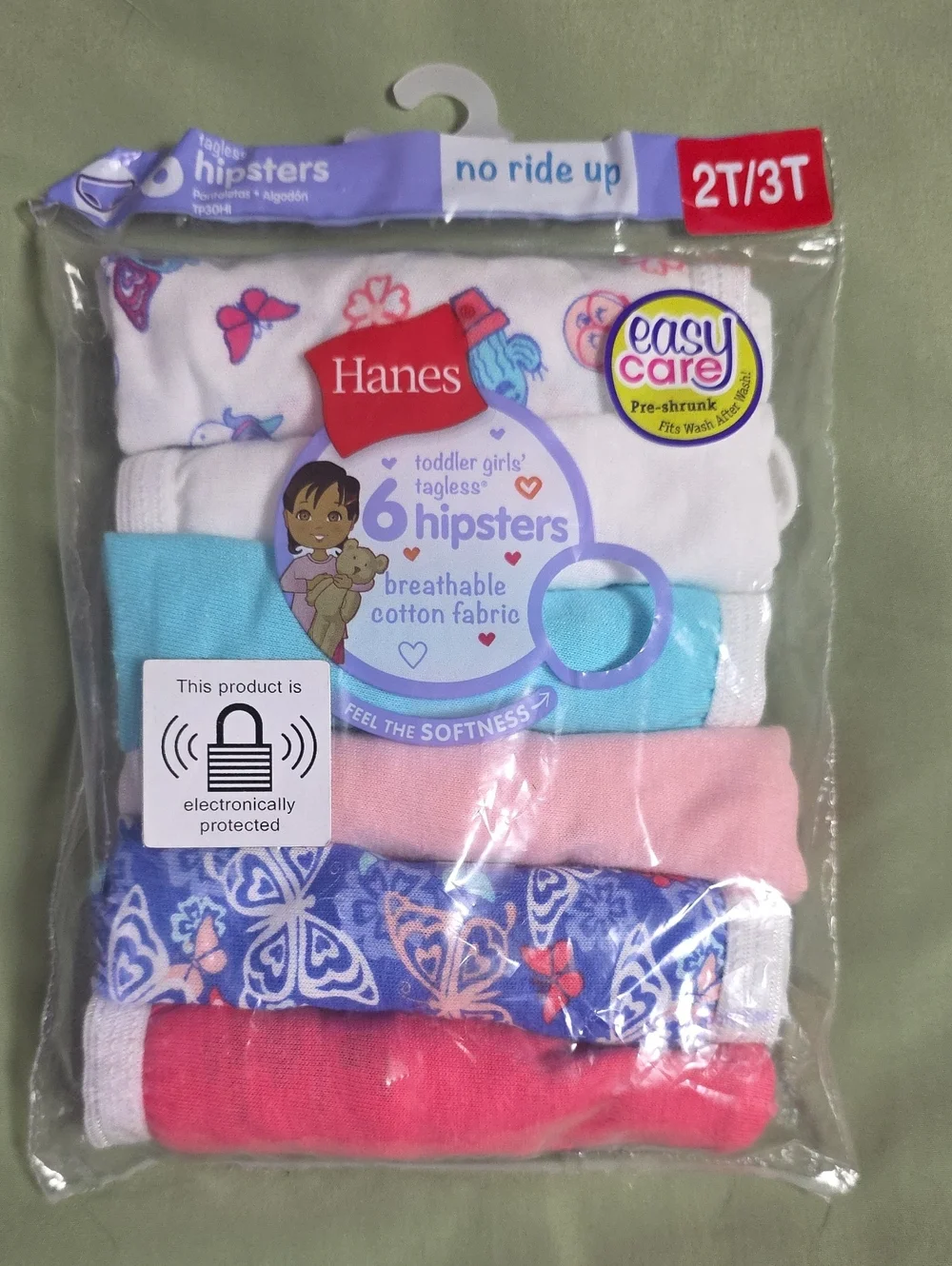 Hanes Toddler Girls 6-Pack Hipsters - White, Light Blue, Pink, Purple, Coral